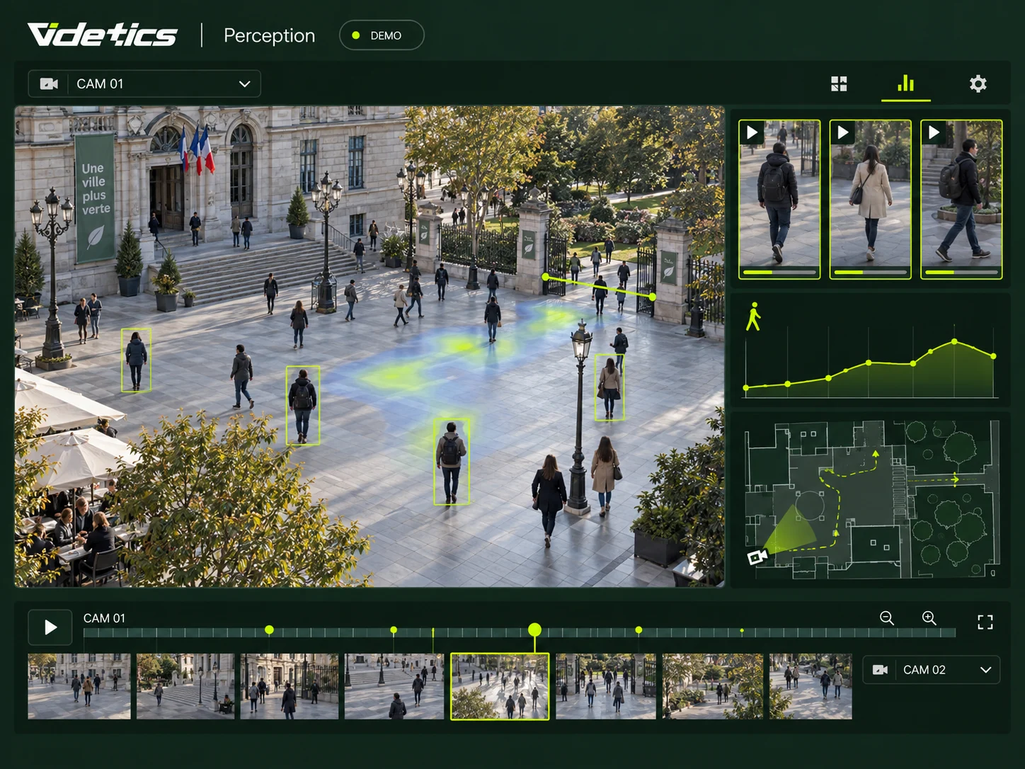 AI-generated demonstration illustration : Video investigation and public-space analysis